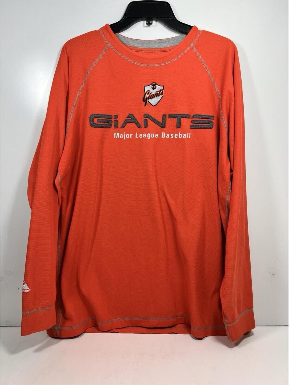 San Fransisco Giants MLB Majestic Thermal Base Long Sleeve Shirt Sz L Orange